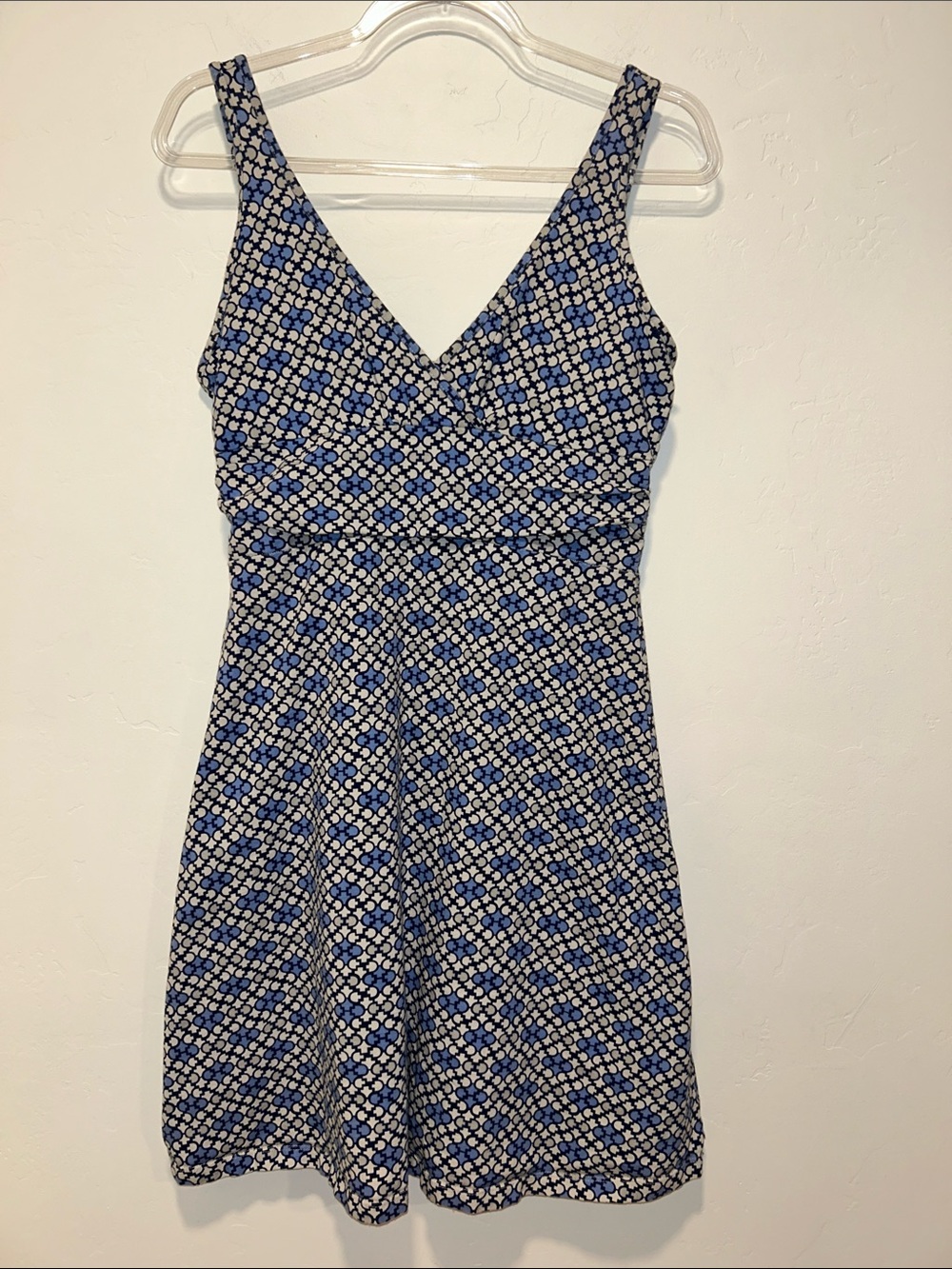 Patagonia Women’s M Organic Cotton Stretch Summer Dress Blue Floral Geometric